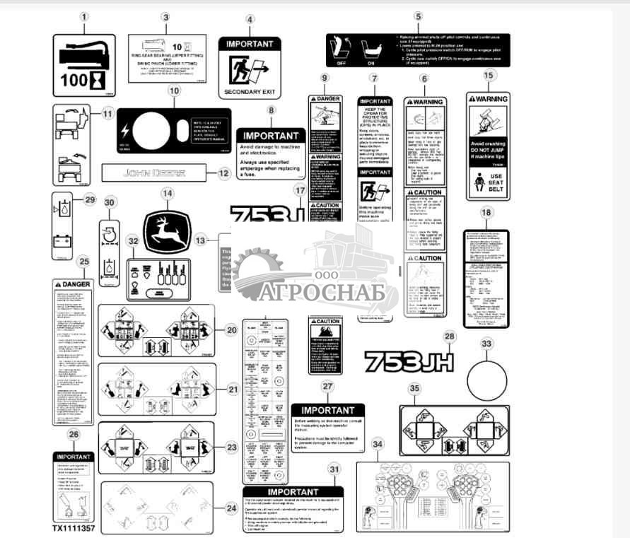 Товарные знаки и накл. — кабина (английский) 